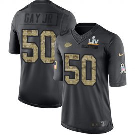 Nike Kansas City Chiefs #50 Willie Gay Jr. Black Mens Super Bowl LV Bound Stitched NFL Limited 2016 Salute to Service Jersey