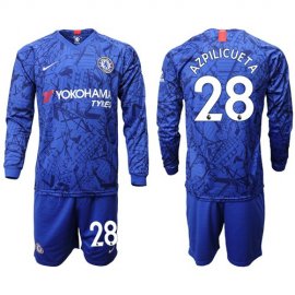 Chelsea #28 Azpilicueta Home Long Sleeves Soccer Club Jersey