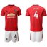 Manchester United #4 Jones Red Home Soccer Club Jersey