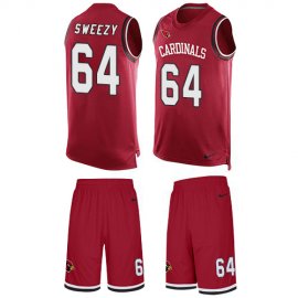 Nike Arizona Cardinals #64 J.R. Sweezy Red Team Color Mens Stitched NFL Limited Tank Top Suit Jersey