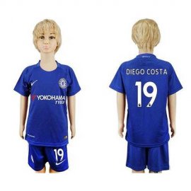 Chelsea #19 Diego Costa Blue Home Kid Soccer Club Jersey