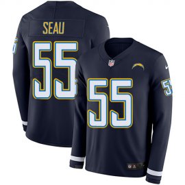 Nike Los Angeles Chargers #55 Junior Seau Navy Blue Team Color Mens Stitched NFL Limited Therma Long Sleeve Jersey