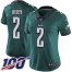 Nike Philadelphia Eagles #2 Jalen Hurts Green Team Color Womens Stitched NFL 100th Season Vapor Untouchable Limited Jersey