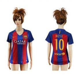 Womens Barcelona #10 Messi Home Soccer Club Jersey