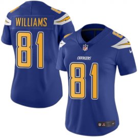 Nike Los Angeles Chargers #81 Mike Williams Electric Blue Womens Stitched NFL Limited Rush Jersey