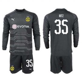 Dortmund #35 Hitz Black Goalkeeper Long Sleeves Soccer Club Jersey