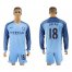 Manchester City #18 Delph Home Long Sleeves Soccer Club Jersey