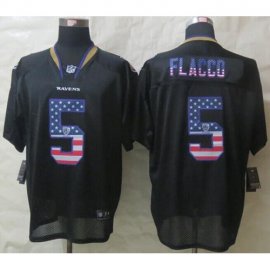 Nike Baltimore Ravens #5 Joe Flacco Black Mens Stitched NFL Elite USA Flag Fashion Jersey