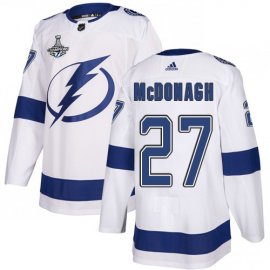 Adidas Tampa Bay Lightning #27 Ryan McDonagh White Road Authentic Youth 2020 Stanley Cup Champions Stitched NHL Jersey