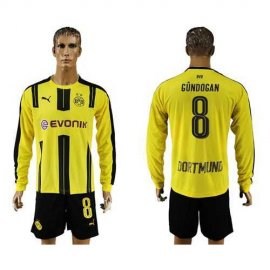 Dortmund #8 Gundogan Home Long Sleeves Soccer Club Jersey