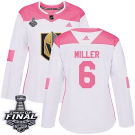 Adidas Vegas Golden Knights #6 Colin Miller White/Pink Authentic Fashion 2018 Stanley Cup Final Womens Stitched NHL Jersey