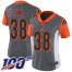 Nike Cincinnati Bengals #38 LeShaun Sims Silver Womens Stitched NFL Limited Inverted Legend 100th Season Jersey
