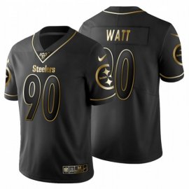 Pittsburgh Steelers #90 T.J. Watt Mens Nike Black Golden Limited NFL 100 Jersey