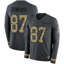 Nike Tampa Bay Buccaneers #87 Rob Gronkowski Anthracite Salute to Service Mens Stitched NFL Limited Therma Long Sleeve Jersey