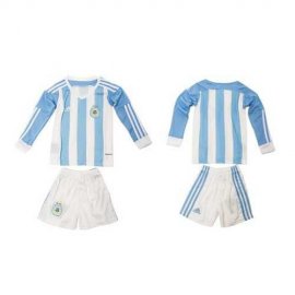 Argentina Blank Home Long Sleeves Kid Soccer Country Jersey
