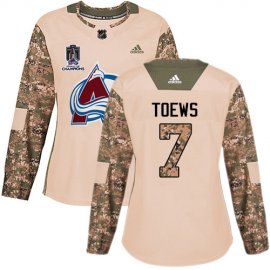 Adidas Colorado Avalanche #7 Devon Toews Camo Authentic Womens 2022 Stanley Cup Champions Veterans Day Stitched NHL Jersey Womens