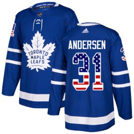 Adidas Toronto Maple Leafs #31 Frederik Andersen Blue Home Authentic USA Flag Stitched NHL Jersey