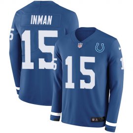 Nike Indianapolis Colts #15 Dontrelle Inman Royal Blue Team Color Mens Stitched NFL Limited Therma Long Sleeve Jersey