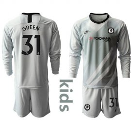 Chelsea #31 Green Grey Goalkeeper Long Sleeves Kid Soccer Club Jersey