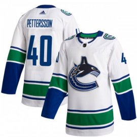 Vancouver Canucks #40 Elias Pettersson Mens adidas White 2019-20 Away Authentic NHL Jersey