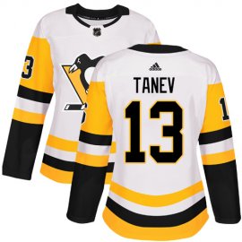 Adidas Pittsburgh Penguins #13 Brandon Tanev White Road Authentic Womens Stitched NHL Jersey