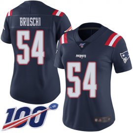 Nike New England Patriots #54 Tedy Bruschi Navy Blue Womens Stitched NFL Limited Rush 100th Season Jersey