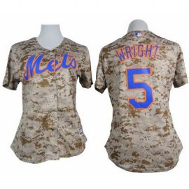 New York Mets #5 David Wright Camo Womens Fashion Stitched MLB Jersey