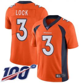 Nike Denver Broncos #3 Drew Lock Orange Team Color Mens Stitched NFL 100th Season Vapor Limited Jersey