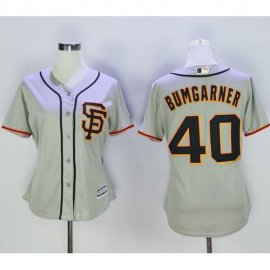 San Francisco Giants #40 Madison Bumgarner Grey Womens Road 2 Stitched MLB Jersey
