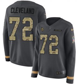 Nike Minnesota Vikings #72 Ezra Cleveland Anthracite Salute to Service Womens Stitched NFL Limited Therma Long Sleeve Jersey
