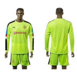 Dortmund Blank Shiny Green Goalkeeper Long Sleeves Soccer Club Jersey