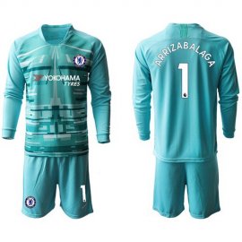Chelsea #1 Arrizabalaga Light Blue Goalkeeper Long Sleeves Soccer Club Jersey