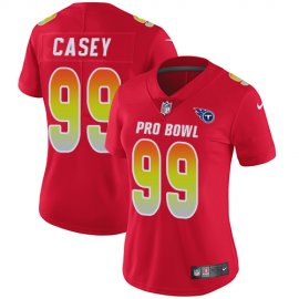 Nike Tennessee Titans #99 Jurrell Casey Red Womens Stitched NFL Limited AFC 2018 Pro Bowl Jersey