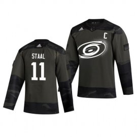 Carolina Hurricanes #11 Jordan Staal Adidas 2019 Veterans Day Mens Authentic Practice NHL Jersey Camo