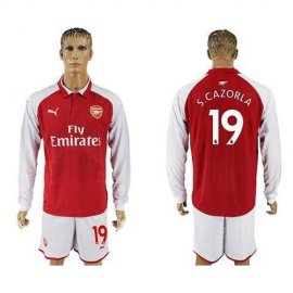 Arsenal #19 S.Cazorla Red Home Long Sleeves Soccer Club Jersey