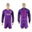 Barcelona #17 Elhadda Away Long Sleeves Soccer Club Jersey