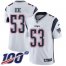 Nike New England Patriots #53 Josh Uche White Mens Stitched NFL 100th Season Vapor Untouchable Limited Jersey