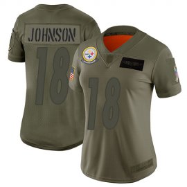 Nike Pittsburgh Steelers #18 Diontae Johnson Camo Womens Stitched NFL Limited 2019 Salute to Service Jersey