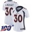 Nike Denver Broncos #30 Phillip Lindsay White Womens Stitched NFL 100th Season Vapor Limited Jersey