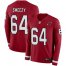 Nike Arizona Cardinals #64 J.R. Sweezy Red Team Color Mens Stitched NFL Limited Therma Long Sleeve Jersey