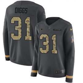 Nike Dallas Cowboys #31 Trevon Diggs Anthracite Salute to Service Womens Stitched NFL Limited Therma Long Sleeve Jersey