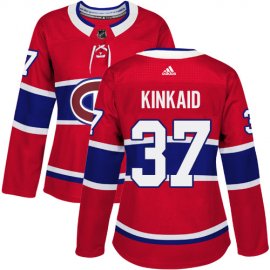 Adidas Montreal Canadiens #37 Keith Kinkaid Red Home Authentic Womens Stitched NHL Jersey