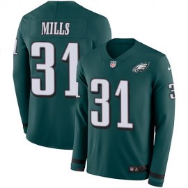 Nike Philadelphia Eagles #31 Jalen Mills Midnight Green Team Color Mens Stitched NFL Limited Therma Long Sleeve Jersey