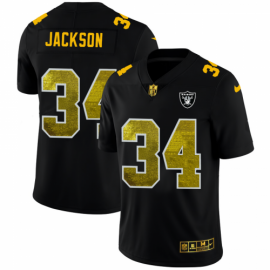 Las Vegas Raiders #34 Bo Jackson Mens Black Nike Golden Sequin Vapor Limited NFL Jersey