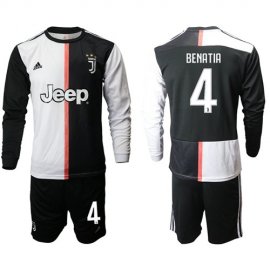 Juventus #4 Benatia Home Long Sleeves Soccer Club Jersey