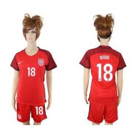 Womens USA #18 Wood Away Soccer Country Jersey