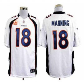 Nike Denver Broncos #18 Peyton Manning White With C Patch Mens Stitched NFL Game Jersey