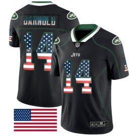 Nike New York Jets #14 Sam Darnold Black Mens Stitched NFL Limited Rush USA Flag Jersey