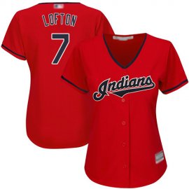 Cleveland Indians #7 Kenny Lofton Red Womens Stitched MLB Jersey