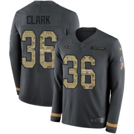 Nike Baltimore Ravens #36 Chuck Clark Anthracite Salute to Service Mens Stitched NFL Limited Therma Long Sleeve Jersey